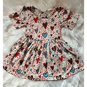 Valentine's Hearts Short Sleeve Girl Dress NEW